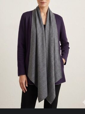 Chico's Size 0 S/M Cosmic Purple and Gray Cozy Knit Wrap Jacket